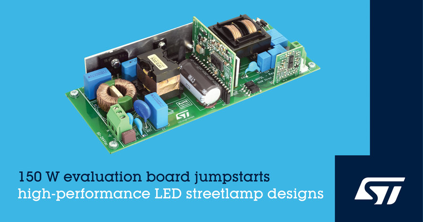 STマイクロエレクトロニクス、安全で高効率なLED街灯の普及を加速させる150Wの評価ボードを発表